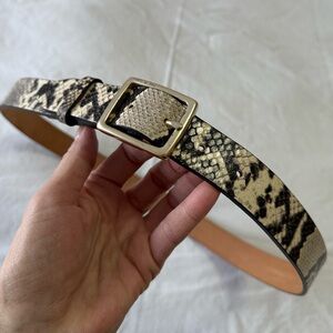 Rag & Bone | Women’s Medium | Baby Boyfriend Belt Black Cream Snake Snakeskin